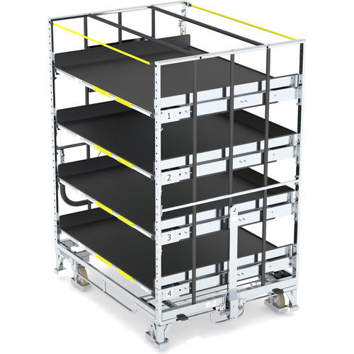 Carrinho de transporte - KLT 1100 E5/ ZBT4 VKD - LKE GmbH - Excellence in Material Handling - em aço galvanizado / 5 níveis / com fecho / trava