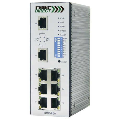 Switch de rede gerenciável - HWE-800 - Ethernet Direct - 8 portas / para trilho DIN / industrial