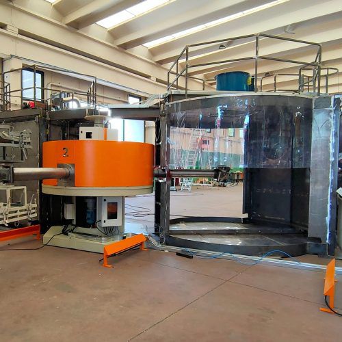 Máquina de rotomoldagem tipo carrossel - Polivinil Rotomachinery - para elastômeros / com braços fixos / de alta performance