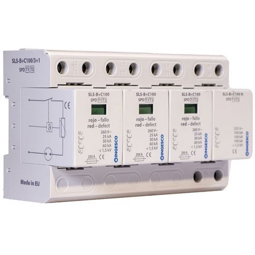 Dispositivo de proteção contra surtos do tipo 1 + 2 - SLS-B+C100/3+1 - INGESCO - alta energia / combinado / de encaixe