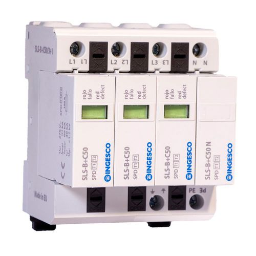 Dispositivo de proteção contra surtos do tipo 1 + 2 - SLS-B+C50/3+1 - INGESCO - combinado / de encaixe / de baixa tensão