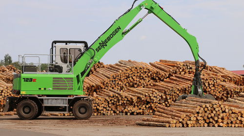 Grua florestal com lança articulada - 723 E - SENNEBOGEN Maschinenfabrik GmbH - móvel