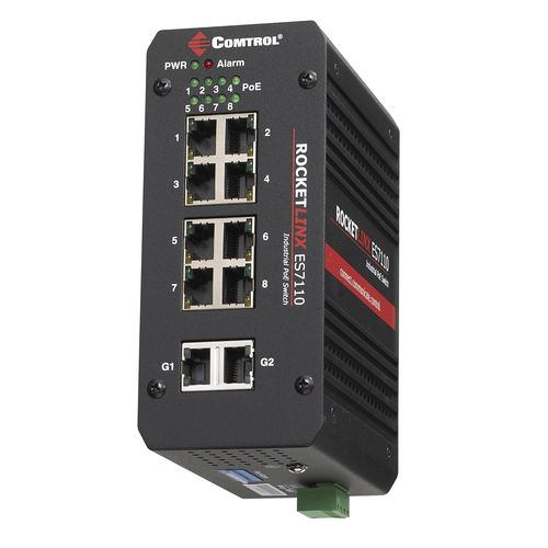 Switch de rede não gerenciável - RocketLinx® ES7110 - Comtrol Corporation - 8 portas / Gigabit / com conexão sem fio
