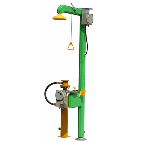 Chuveiro de segurança montado em plataforma - DAAO6615EH - shanghai DaAo safety equipment Co.LTD - com lava-olhos / em material plástico / com caldeira