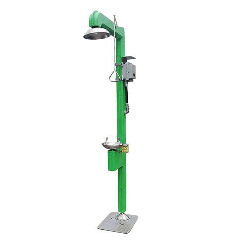 Chuveiro de segurança montado em plataforma - DAAO6615-E - shanghai DaAo safety equipment Co.LTD - com lava-olhos / em material plástico / com caldeira