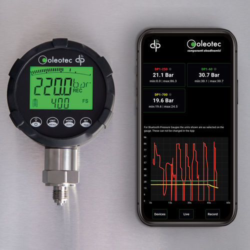 Manômetro digital - DP1 series - Oleotec S.r.l. - G 1/4 / em aço inoxidável / com Bluetooth