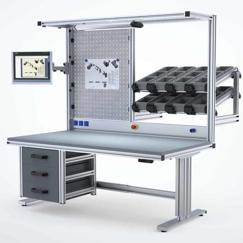 Bancada de trabalho em alumínio - Robotunits GmbH - para montagem / para oficina / com gavetas