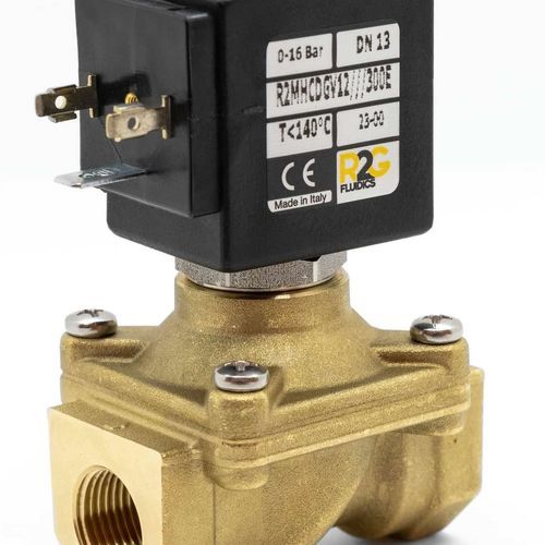 Válvula solenoide de ação direta - R2MH NC - R2G Fluidics Srl - de 2 vias / normalmente fechada / para água
