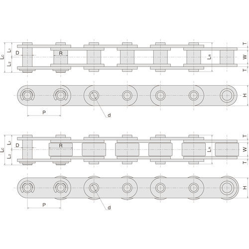 Corrente de eixo oco - SL HP - Sugiyama Chain Co., Ltd. - de transmissão / em aço / de passo duplo