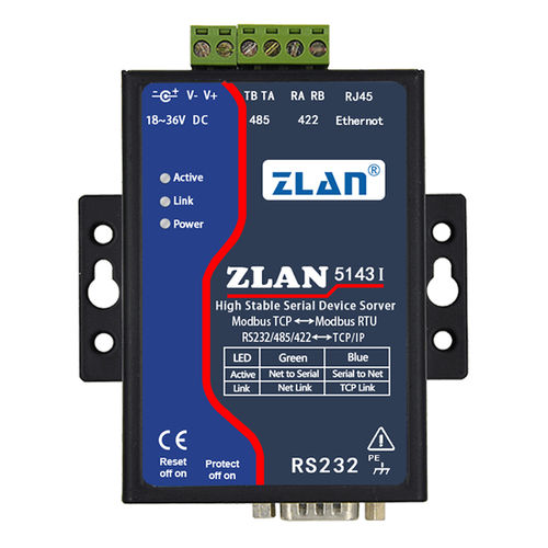 Servidor de periférico serial - ZLAN5143I - Shanghai ZLAN Information Technology Co.,Ltd - MODBUS / industrial