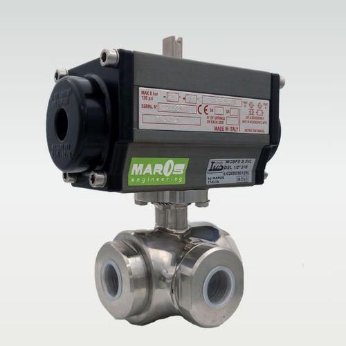 Válvula de esfera - 0204230383T - MAROS Engineering - com acionamento pneumático / com rosca / em aço inoxidável
