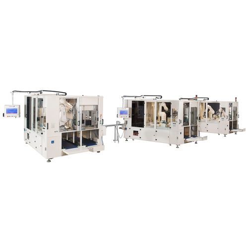 Máquina embaladora robótica - DMA Groupe - horizontal / para caixas de papelão / com transportador contínuo