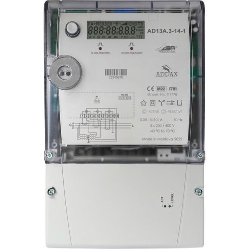 Medidor de energia elétrica trifásico - AD13A.3-14-1 - ADD Grup - para trilho DIN / RS-485 / 50 Hz
