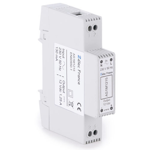 Fonte de alimentação elétrica chaveada - AS1M1215 - ZELEC - para trilho DIN / CA/CC / estabilizada