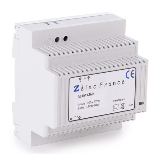 Fonte de alimentação elétrica chaveada - AS1M1260 - ZELEC - para trilho DIN / CA/CC / estabilizada
