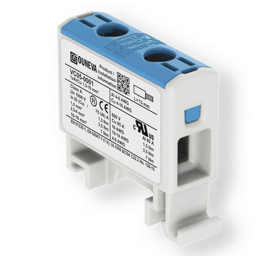 Borne de potência - VC05-0001 - ZELEC - para trilho DIN / com ligação de parafuso / isolado