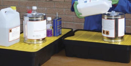 Bacia de contenção multiusos - HDF Emballages - em PE / de alta resistência química / com grade de piso removível