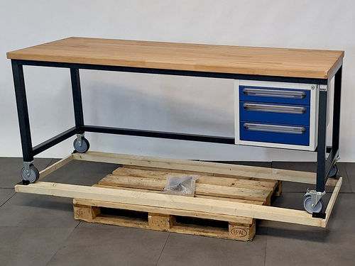 Bancada de trabalho em faia - 05-8000-1-207B4S.KB-E-US-Sch - RAU - para oficina / industrial / com gavetas