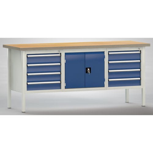 Bancada de trabalho em faia - WS239E-2000M40-E2050 - KLW LUTZ - para oficina / com gavetas / com 8 gavetas