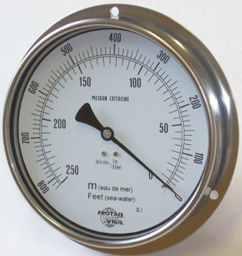 Manômetro com mostrador analógico - MAXPE - PROTAIS-VIGIL  HYDROPNEU TECHNOLOGIC - em aço inoxidável / para oxigênio / para uso médico
