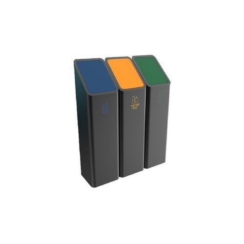 Contentor de lixo em metal - T02E70 - Recycleoffice - em aço inoxidável / de coleta seletiva / com tampa