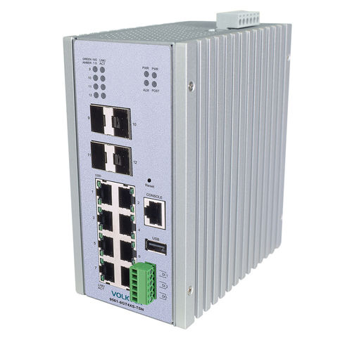 Switch de rede gerenciável - 9561-8GT4XS-TSN - Volktek - 8 portas / 8+4 portos / de nível 3