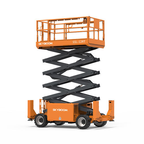 Plataforma elevatória tipo tesoura com rodas - SSL-12RT - Changsha Skyboom Heavy Industry - autopropelida / a diesel / para estaleiro naval