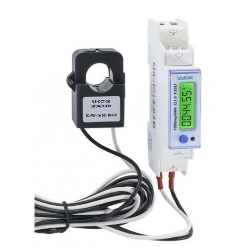 Medidor de energia elétrica para trilho DIN - VE1D-CT - Voltek Energy Limited - monofásico / MODBUS / com display LCD