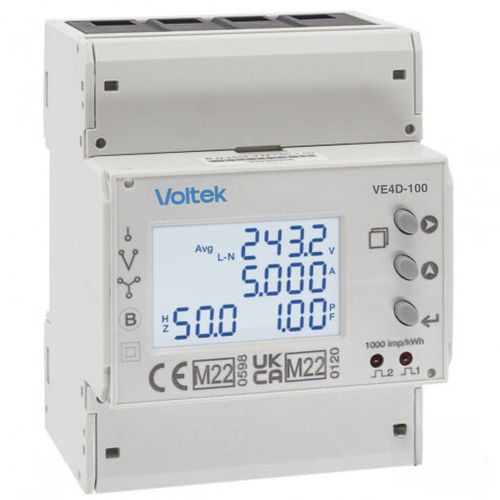 Medidor de energia elétrica para trilho DIN - VE4D-100 - Voltek Energy Limited - monofásico / trifásico / com saída de pulsos