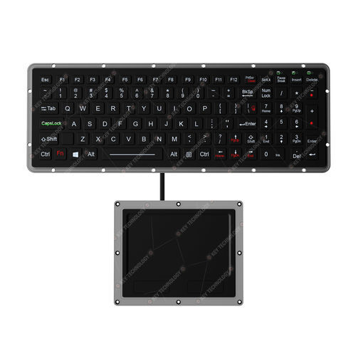 Teclado embutido - K-TEK-M327KP-FN-BL-NV-151B-DWP+M125TP - Key Technology Rugged System Limited - com teclas mecânicas / 101 teclas / mouse integrado com 2 teclas