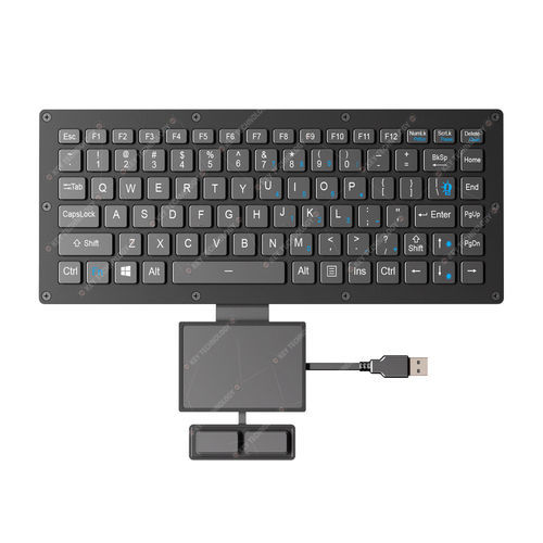 Teclado embutido - K-TEK-V296-FN-BL-FC-PR-AL-DWP+TP85-DML+2K-FC - Key Technology Rugged System Limited - com interruptores de tesoura / 86 teclas / mouse integrado com 2 teclas