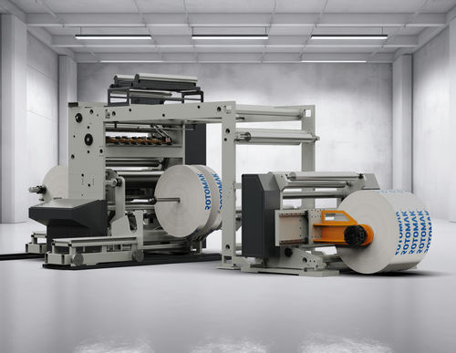 Rebobinadeira-cortadeira longitudinal compacta - RSR-IV - Rotomak - de alta velocidade / para filme plástico / para a indústria do papel