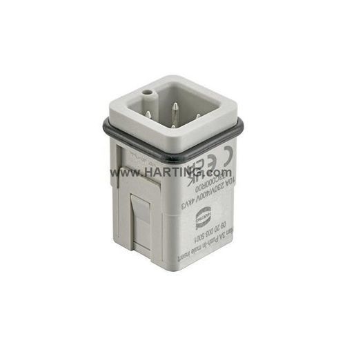 Conector de alimentação principal - Han 3A - HARTING - macho / de encaixe por pressão / de aterramento