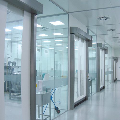 Porta de enrolar - RR300 - ASSA ABLOY Entrance Systems - em aço inoxidável / para sala limpa / rápida