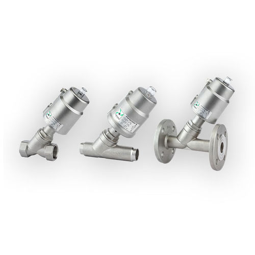 Válvula de assento angular - PVF series - PNEUMAX - de pistão com junta / com acionamento pneumático / de controle de vazão