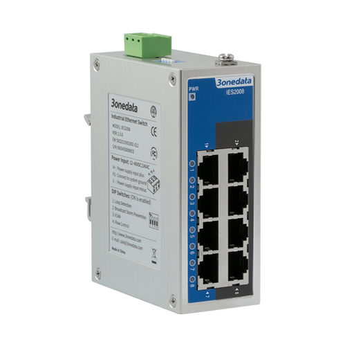 Switch de rede não gerenciável - IES2008-8T-P48 - 3onedata Co.,Ltd. - 8 portas / de nível 2 / para trilho DIN