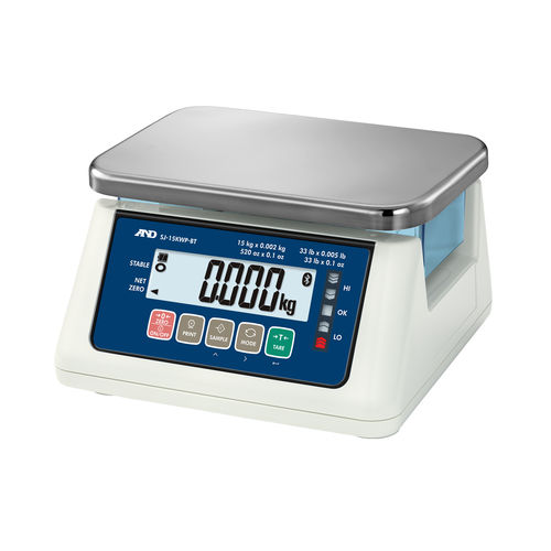 Balança com display LCD - SJ-WP-BT series - A&D COMPANY, LIMITED - IP67 / à prova de água / de bancada