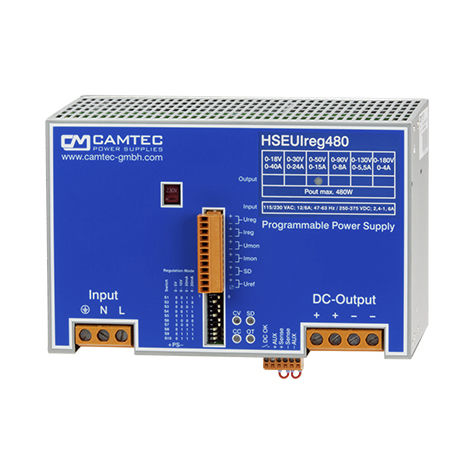 Fonte de alimentação elétrica para trilho DIN - HSEUIreg04801 - Camtec Power Supplies GmbH - CA/CC / de laboratório / programável