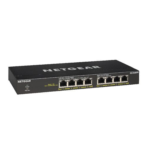 Switch de rede não gerenciável - GS308PP - NETGEAR - 8 portas / Gigabit Ethernet / de escritório