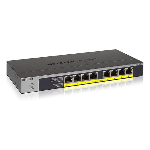 Switch de rede não gerenciável - GS108LP - NETGEAR - 8 portas / Gigabit Ethernet / montado em rack