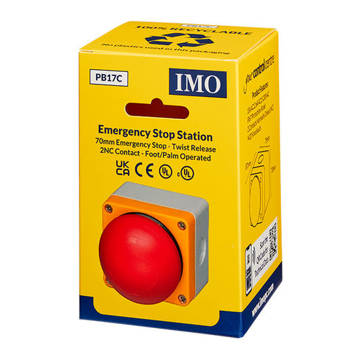 Botão de comando botão cogumelo - PB17C - IMO Precision Controls Limited - de freio de emergência / IP67 / em material plástico