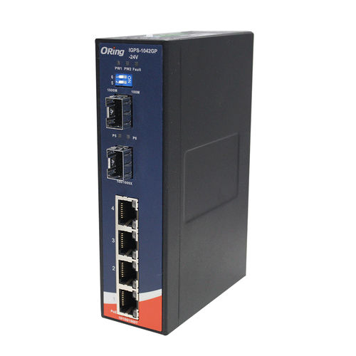 Switch de rede não gerenciável - IGPS-1042GP-24V - Oring Industrial Networking Corp. - 10/100BaseT(X) / 6 portas / para trilho DIN