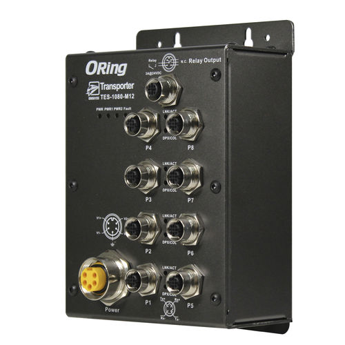 Switch de rede gerenciável - TES-3080-M12-BP2  - Oring Industrial Networking Corp. - 8 portas / 10/100BaseT(X) / de parede