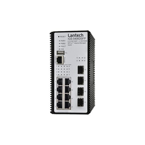 Switch de rede gerenciável - IGS-5408DSFP series - Lantech Communications Europe GmbH - 12 portas / Gigabit / para trilho DIN