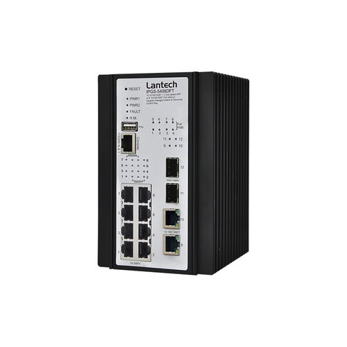 Switch de rede gerenciável - IPGS-5408DFT series - Lantech Communications Europe GmbH - 12 portas / Gigabit / para trilho DIN