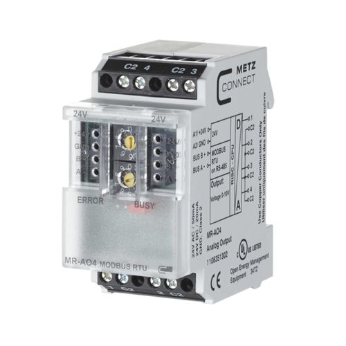 Módulo E/S digital - MR-AO4 Modbus RTU - METZ CONNECT - ModBUS RTU / com 4 saídas analógicas / para trilho DIN