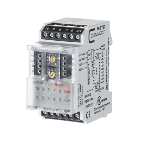 Módulo E/S digital - MR-DI10 Modbus RTU - METZ CONNECT - ModBUS RTU / multicanal / para trilho DIN