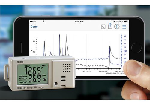 Registrador de dados de temperatura - HOBO MX1101  - ONSET - de umidade relativa / bluetooth / com display LCD