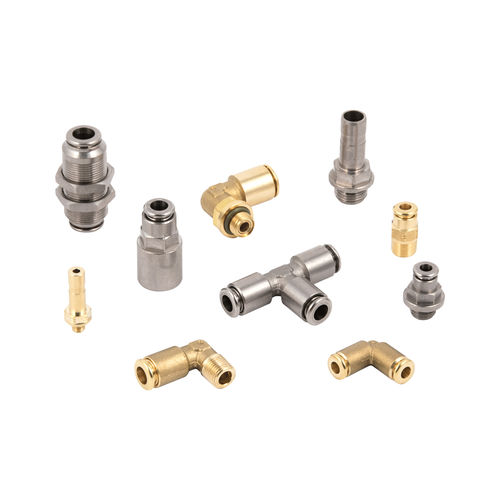 Conexão pneumática - F-E - METAL WORK - push-in / cotovelo de 90° / em latão