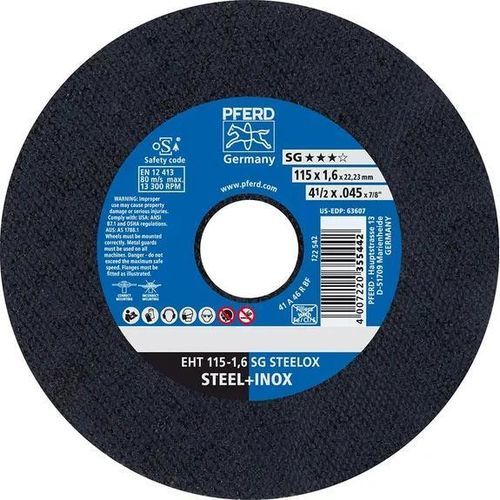 Disco de corte para chapas - EHT 115-1,6 SG - PFERD - para aço inoxidável / de óxido de alumínio / fino